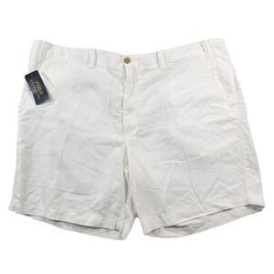 Polo Ralph Lauren Linen Cotton Shorts Mens 42 White 8" Straight Fit $98 NEW